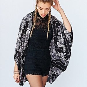 Urban Outfitters Black and White Floral Cape